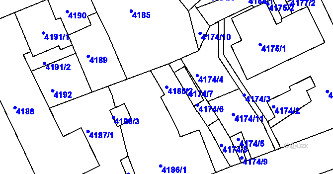Parcela st. 4186/2 v KÚ Liberec, Katastrální mapa