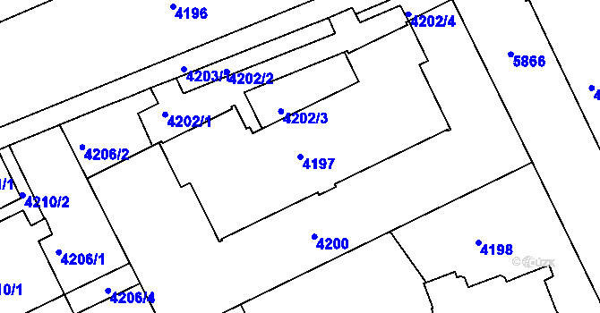 Parcela st. 4197 v KÚ Liberec, Katastrální mapa