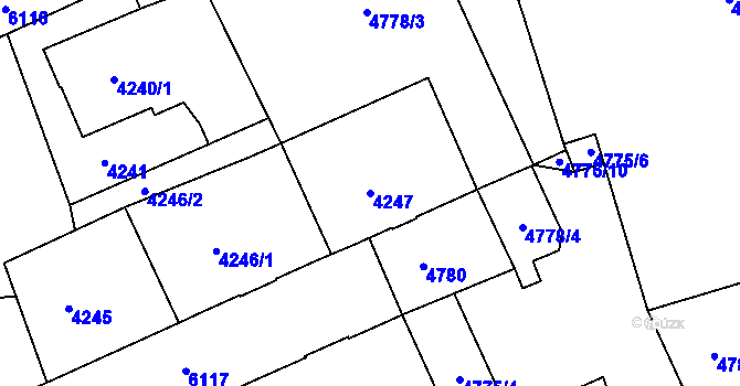 Parcela st. 4247 v KÚ Liberec, Katastrální mapa