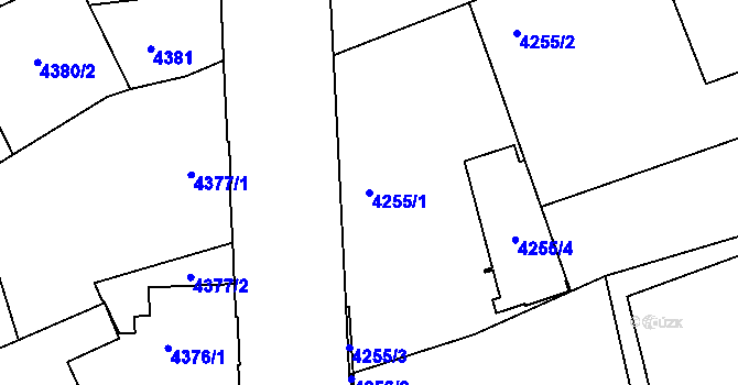 Parcela st. 4255/1 v KÚ Liberec, Katastrální mapa