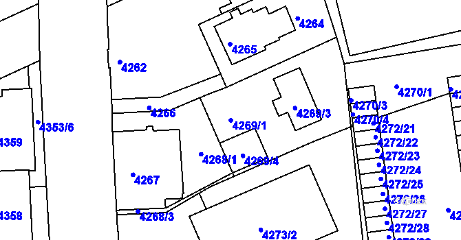 Parcela st. 4269/1 v KÚ Liberec, Katastrální mapa