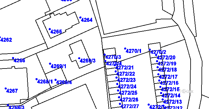 Parcela st. 4270/3 v KÚ Liberec, Katastrální mapa