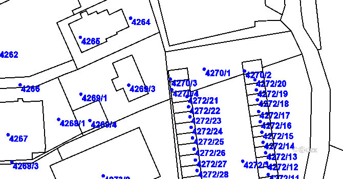 Parcela st. 4270/4 v KÚ Liberec, Katastrální mapa