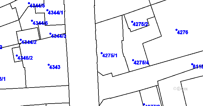 Parcela st. 4275/1 v KÚ Liberec, Katastrální mapa