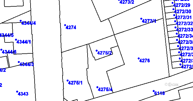 Parcela st. 4275/2 v KÚ Liberec, Katastrální mapa