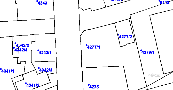 Parcela st. 4277/1 v KÚ Liberec, Katastrální mapa