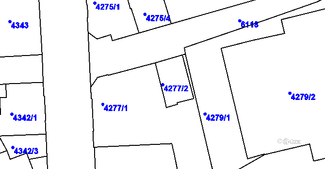 Parcela st. 4277/2 v KÚ Liberec, Katastrální mapa