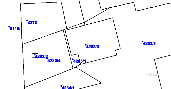 Parcela st. 4282/3 v KÚ Liberec, Katastrální mapa