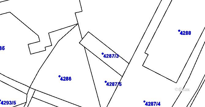 Parcela st. 4287/3 v KÚ Liberec, Katastrální mapa