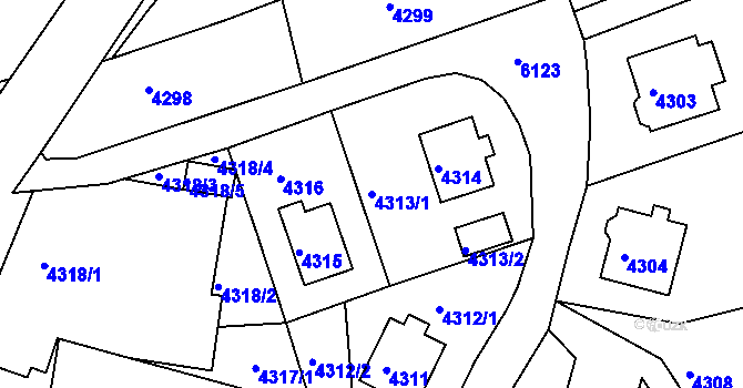 Parcela st. 4313/1 v KÚ Liberec, Katastrální mapa