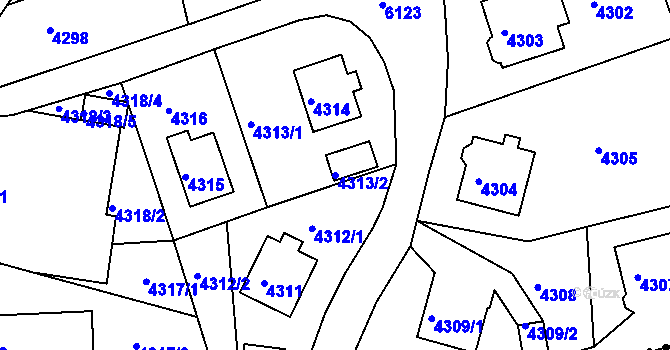 Parcela st. 4313/2 v KÚ Liberec, Katastrální mapa