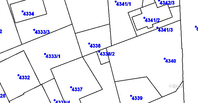 Parcela st. 4338/2 v KÚ Liberec, Katastrální mapa