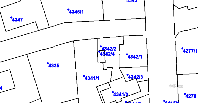 Parcela st. 4342/4 v KÚ Liberec, Katastrální mapa