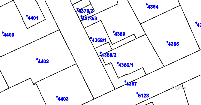 Parcela st. 4368/2 v KÚ Liberec, Katastrální mapa