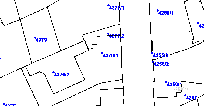 Parcela st. 4376/1 v KÚ Liberec, Katastrální mapa