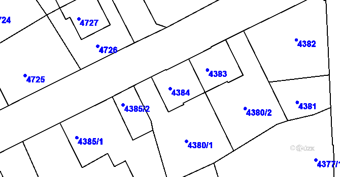Parcela st. 4384 v KÚ Liberec, Katastrální mapa