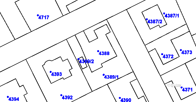 Parcela st. 4388 v KÚ Liberec, Katastrální mapa