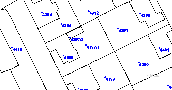 Parcela st. 4397/1 v KÚ Liberec, Katastrální mapa