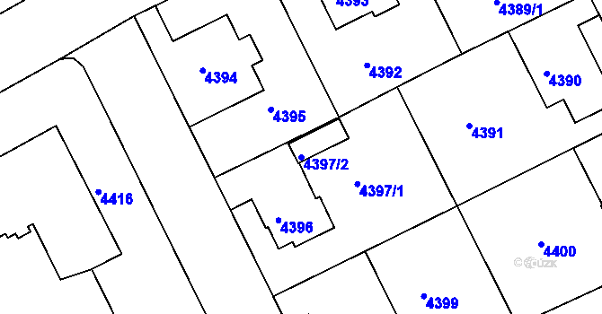 Parcela st. 4397/2 v KÚ Liberec, Katastrální mapa