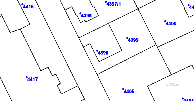 Parcela st. 4398 v KÚ Liberec, Katastrální mapa