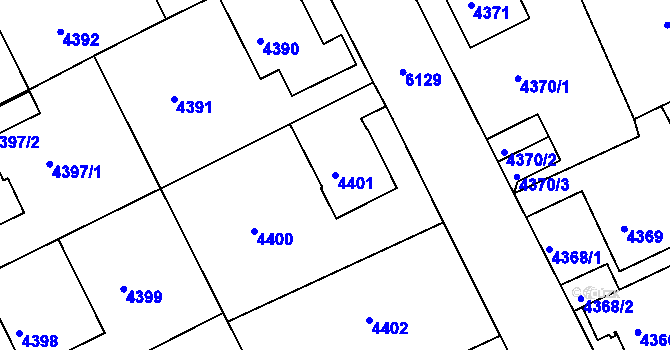Parcela st. 4401 v KÚ Liberec, Katastrální mapa