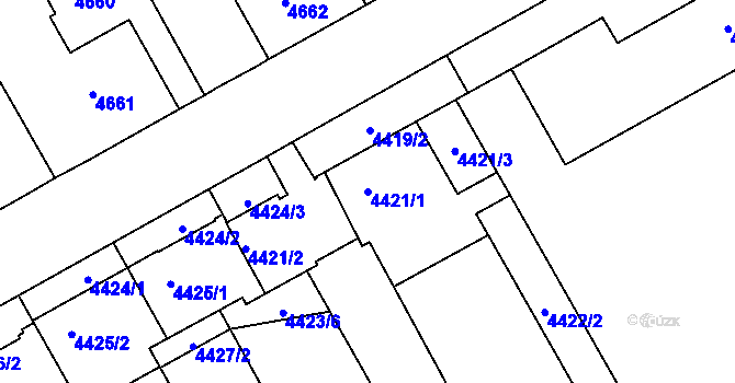 Parcela st. 4421/1 v KÚ Liberec, Katastrální mapa