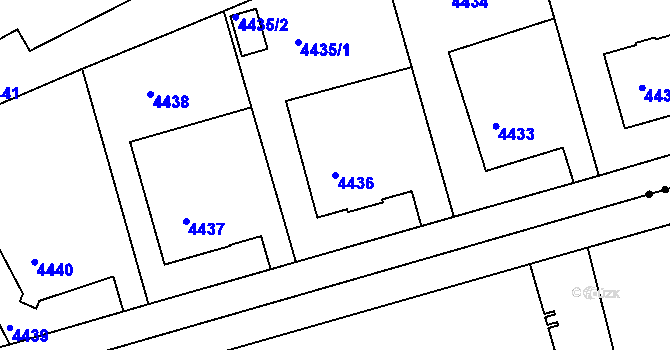 Parcela st. 4436 v KÚ Liberec, Katastrální mapa
