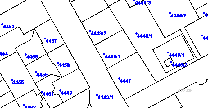Parcela st. 4448/1 v KÚ Liberec, Katastrální mapa