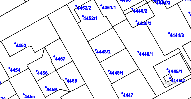 Parcela st. 4448/2 v KÚ Liberec, Katastrální mapa