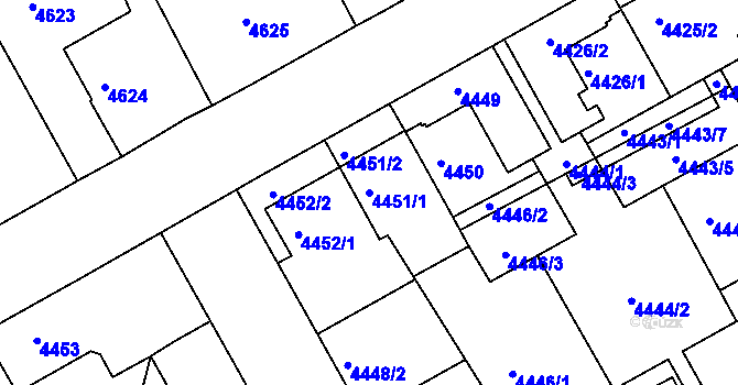 Parcela st. 4451/1 v KÚ Liberec, Katastrální mapa