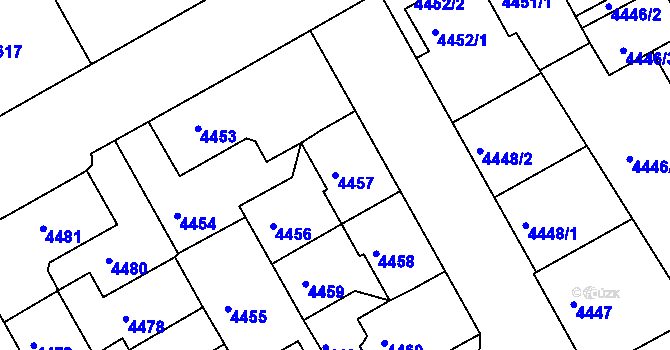 Parcela st. 4457 v KÚ Liberec, Katastrální mapa