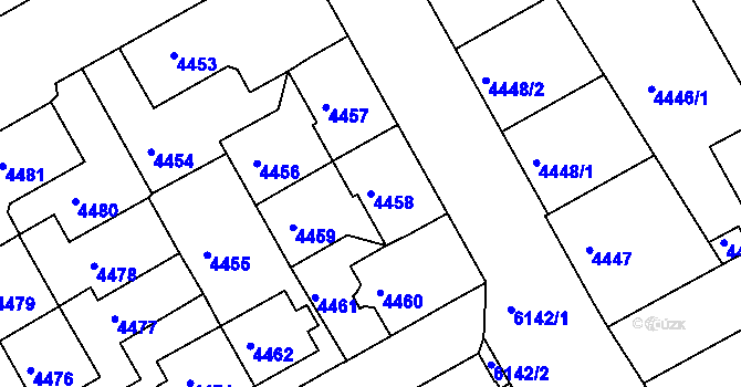 Parcela st. 4458 v KÚ Liberec, Katastrální mapa