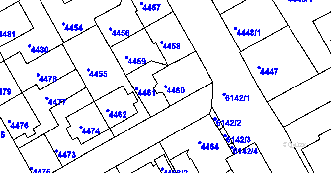 Parcela st. 4460 v KÚ Liberec, Katastrální mapa