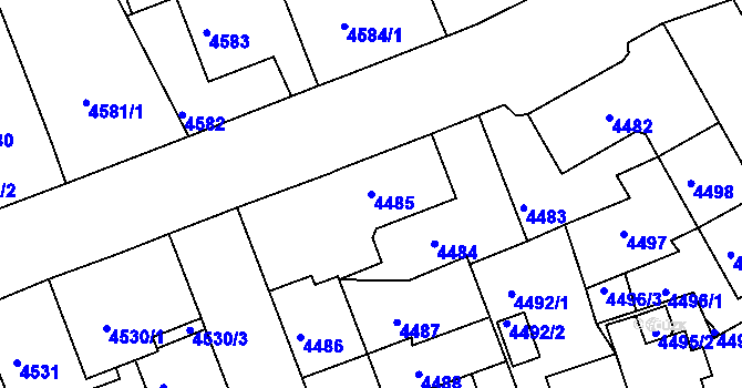 Parcela st. 4485 v KÚ Liberec, Katastrální mapa