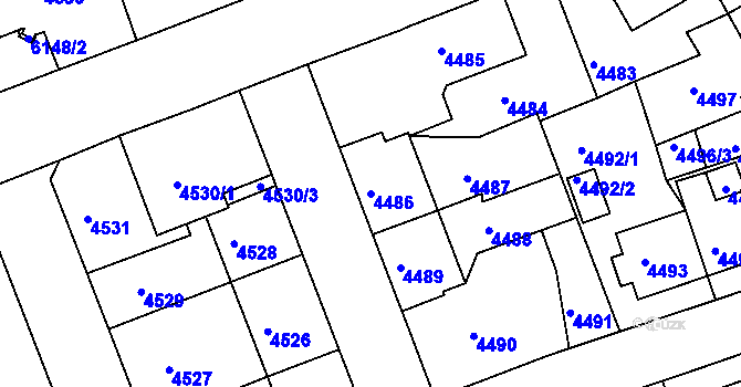 Parcela st. 4486 v KÚ Liberec, Katastrální mapa