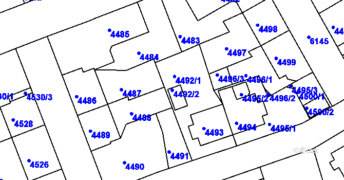 Parcela st. 4492/2 v KÚ Liberec, Katastrální mapa