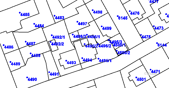 Parcela st. 4495/2 v KÚ Liberec, Katastrální mapa
