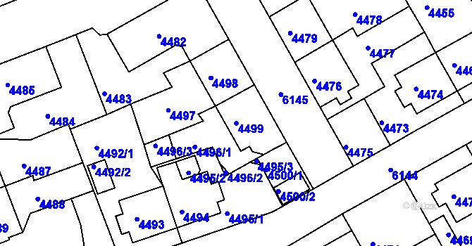 Parcela st. 4499 v KÚ Liberec, Katastrální mapa