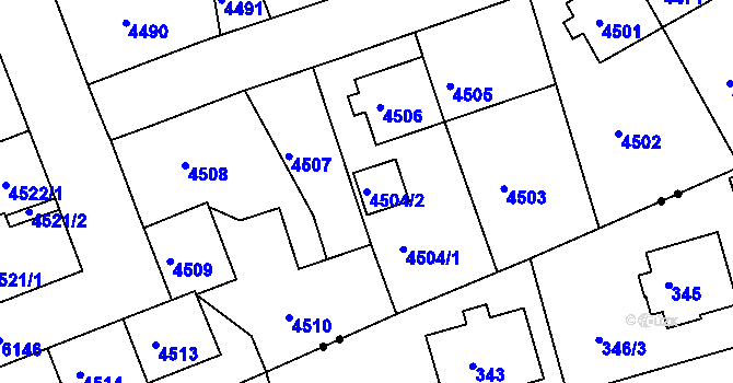 Parcela st. 4504/2 v KÚ Liberec, Katastrální mapa