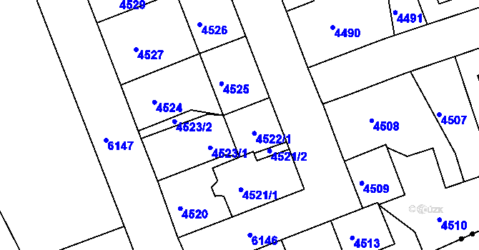 Parcela st. 4522 v KÚ Liberec, Katastrální mapa
