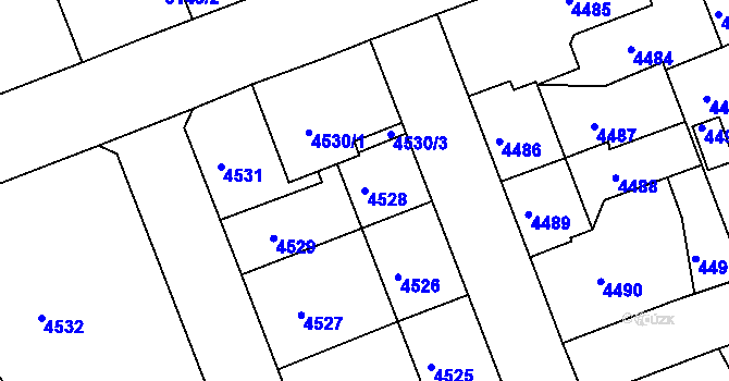 Parcela st. 4528 v KÚ Liberec, Katastrální mapa