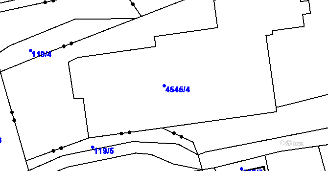 Parcela st. 4545/4 v KÚ Liberec, Katastrální mapa