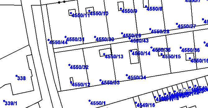Parcela st. 4550/13 v KÚ Liberec, Katastrální mapa