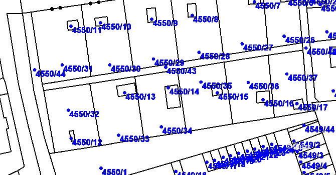 Parcela st. 4550/14 v KÚ Liberec, Katastrální mapa