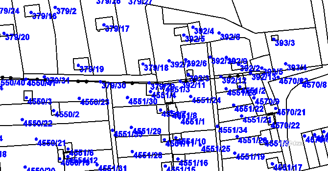 Parcela st. 4551/3 v KÚ Liberec, Katastrální mapa