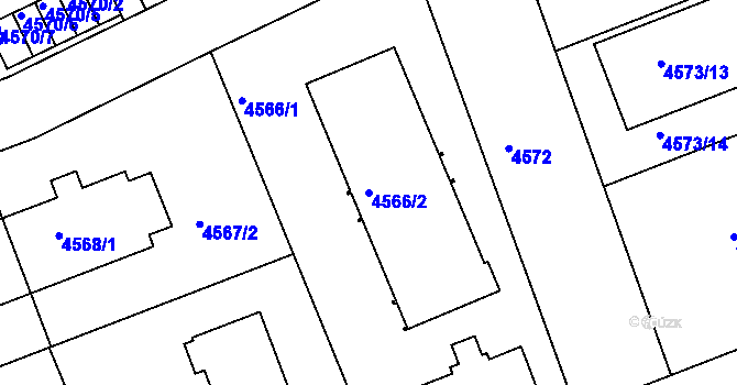 Parcela st. 4566/2 v KÚ Liberec, Katastrální mapa