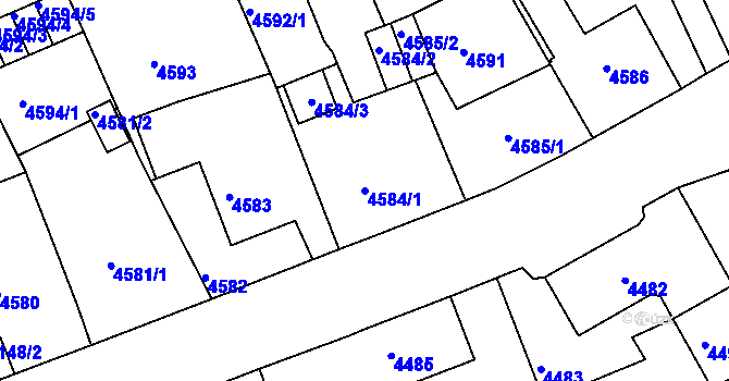 Parcela st. 4584/1 v KÚ Liberec, Katastrální mapa