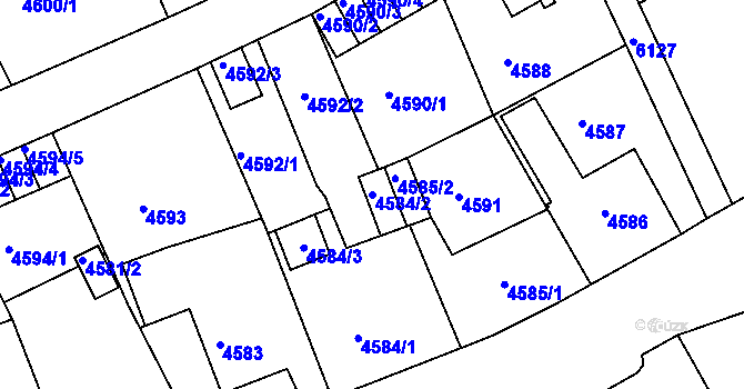 Parcela st. 4584/2 v KÚ Liberec, Katastrální mapa