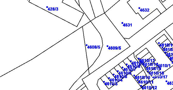 Parcela st. 4608/5 v KÚ Liberec, Katastrální mapa