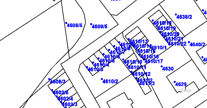 Parcela st. 4610/6 v KÚ Liberec, Katastrální mapa